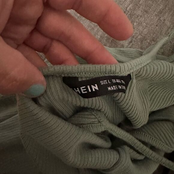 SHEIN Ribbed Thin Strap Seamfoam Green Bodysuit Size Large - Picture 6 of 7